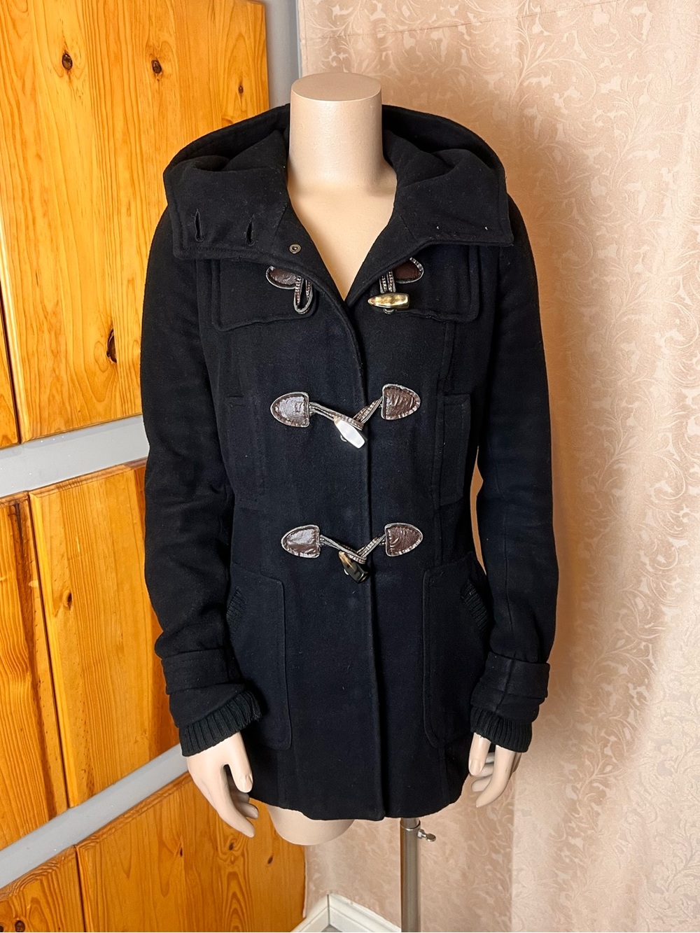 TRF Collection Y2K Wool Blend Black Pea Coat - Sz M